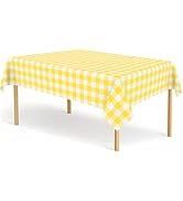 2 Pack Yellow and White Checkered Tablecloth Yellow Gingham Plastic Table Cloths for Parties Disp...