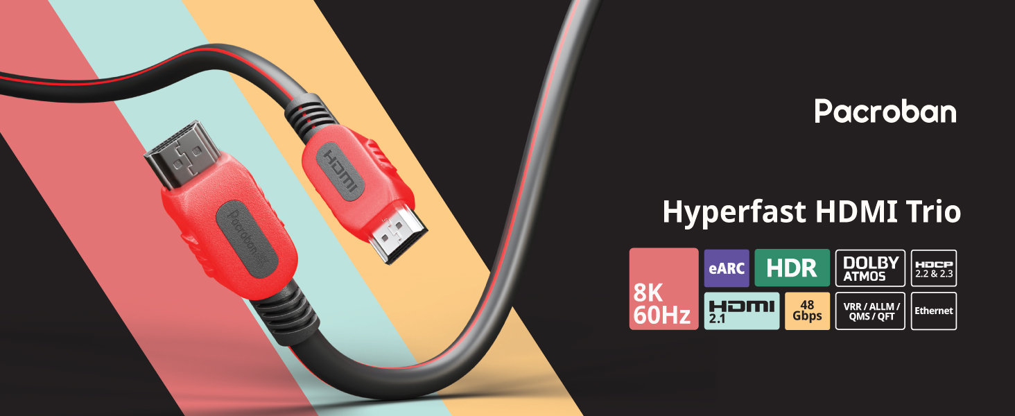 pacroban hdmi trio 3 pack 8k cables
