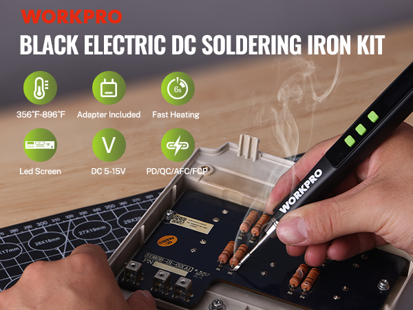 WORKPRO BLACK ELECTRIC DC SOLDERING IRON KIT