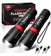 Victoper Rechargeabe A1200T Flashlight 2 Pack, 5 Modes LED Bright Tactical Flashlights High Lumen...