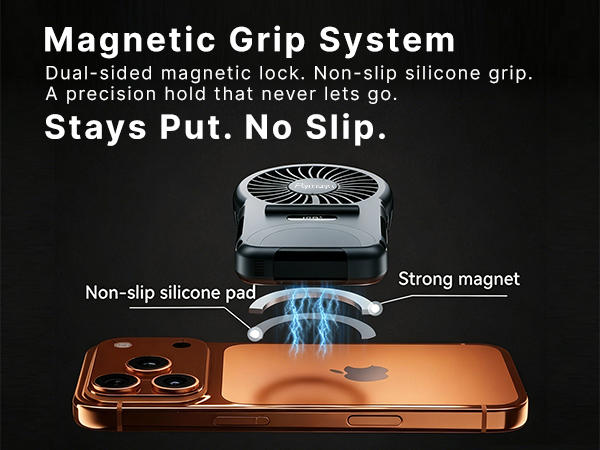 Magnetic Grip System : with dual-sided magnetic lock. Non-slip silicone grip