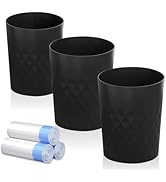 JiatuA 3 Pack Small Trash Can with Trash Bags Bathroom Garbage Bin Round Plastic Waste Basket for...