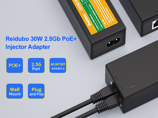 2.5g poe injector poe adapter 30w