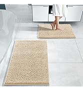 Yimobra Chenille Bathroom Rug Set 2 Piece, Luxury Shaggy Bathroom Mat, Non Slip Plush Fluffy Bath...