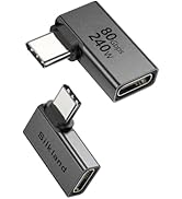 Silkland USB C 90 Degree Right Angle Adapter 2 Pack, [8K 60Hz, 240W 80Gbps] Male to Female Adapte...
