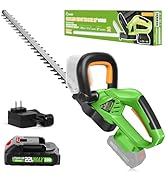 Saker Cordless Hedge Trimmer, 20” 22V Electric Bush Trimmer Handheld Shrub Trimmer, Lightweight H...