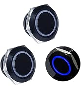 DMWD 2pcs 19mm Metal Momentary Push Button Switch 12V-24V ON Off 4Pins 1NO Waterproof Anti-Vandal...