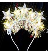 Uranian Light Up Star Headbands LED Stars Hairbands Halo Crown Glitter tinsel Headband Christmas ...