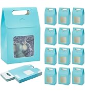 PH PandaHall 24pcs Blue Gift Box with Handle Small Goodies Boxes Gable Paper Gift Boxes Party Fav...