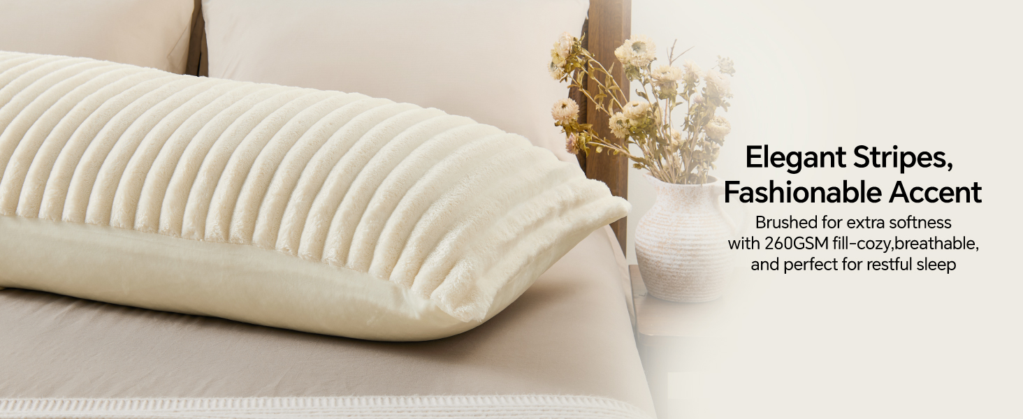 Fluffy Striped Body Pillow Cover