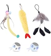 KiwiLove Cat Ball Toy 3PCS Accessories,2 Feather Tails, 1 Pom Pom Tail,Replacement Refills, Only ...