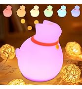 MAGOHMT 7-Color Changing Cat Night Light, Silicone Rechargeable Nursery Light with Timer &amp; 3 Mode...