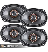 Two Pair of Alphasonik AS68 6x8 inch 350 Watts Max 3-Way Car Audio Full Range Coaxial Speakers wi...