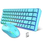 Snpurdiri 60% Wireless Gaming Keyboard and Mouse Combo,LED Backlit Rechargeable 2000mAh Battery,S...