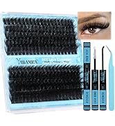 Yawamica Lash Extension Kit Fluffy 150D+200D Lash Clusters Eyelash Extension Kit 12-20mm Individu...