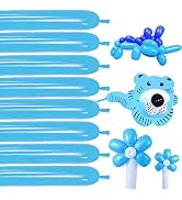 Blue Magic Modelling Balloons - 260 Pack Shiny Thick Latex for Balloon Animals, Baby Boy's Birthd...