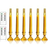kakoya Upgraded Flameless Taper Candles with Remote,6 PC Acrylic Battery Operated Candles with Ca...