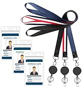 AIWOQI 3 Pack Lanyards with ID Badges Holder and Retractable Badge Reel,Waterproof Clear ID hoder...