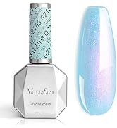 MelodySusie Blue Aurora Shimmer Gel Nail Polish,Sparkle 0.5 Fl Oz Soak Off UV LED Holographic Blu...
