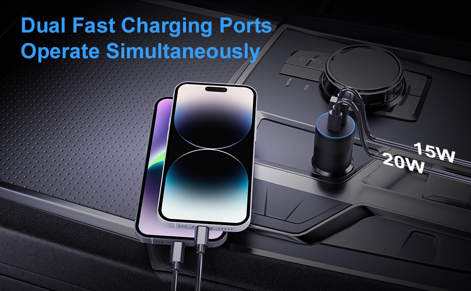 Dual fast charging ports operate simultaneously