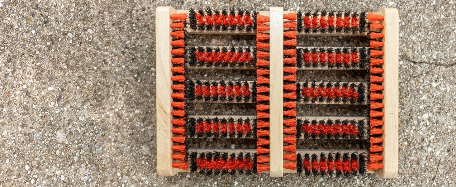 close up of boot scrubber on concrete