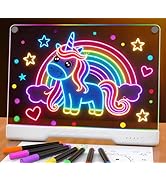 LED Drawing Board for Kids, 16" Rechargeable Light Up Writing Pad with 7 Colors &amp; 10 Modes, Drawi...