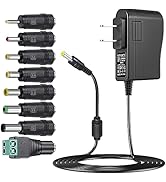 SoulBay 12V 2A Power Supply Regulated 12 Volt DC Power Adapter with 8 Tips, DC12V 0-2000mA Charge...