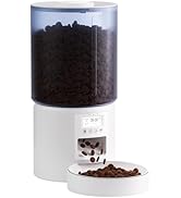 Miaosical Automatic Cat Feeder Flexible Schedule Timer,6 Meals/Day,1-12 Portions/Meal,Dual Power ...