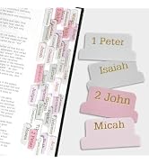 2 Sets 150 Pcs Laminated Bible Tabs, Gold Foil Embossed Lettering Chapter Bible Tabs for Women Me...