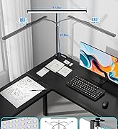 LED Desk Lamp for Home Office , 1500Lumen Knob Stepless Dimming (12V/Adapter Included),Eye-Caring...