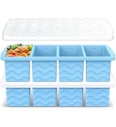 Doasuwish Silicone Freezer Tray for Soup with Lid – 1-Cup Soup Container Cube Style Ice Cube Tray...