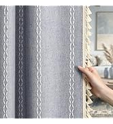XOGUIBO Blue Boho Blackout Curtains 2 Panels 84 Inch for Living Room Bedroom, Linen Texture Farmh...