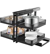 Blind Corner Cabinet Pull Out, 2 Tier 4 Shelf Heavy Duty Kitchen Corner Cabinet Organizer, Iron B...