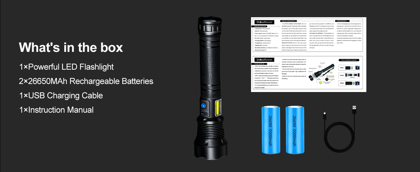HIGH LUMENS RECHARGEABLE FLASHLIGHTS