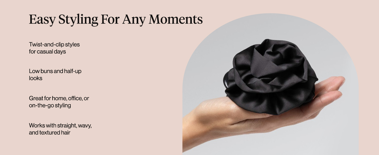 Kitsch Medium Satin Rosette Flat Claw Clips for Women - Stylish Flat Hair Clips,