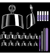 MORGLES Short Square Nail Tips, 240 Pcs Half Cover Fake Nail Tips Square Pre-shaped, 12 Sizes Pre...