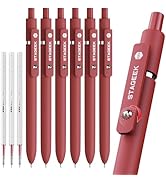STAGEEK Red Gel Pens, 6Pcs Quick Dry Red Ink Pens with 3 Extra Refills, Fine Point Retractable Sm...
