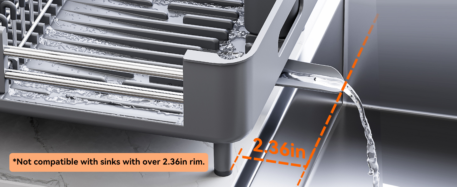 Not compatible with sinks with over 6cm/2.36in rim