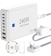 240W Fast Charging Blocks, 8-Port Charging Station for iPhone/Ipad/MacBook, 6C2A PD GaN Charger B...