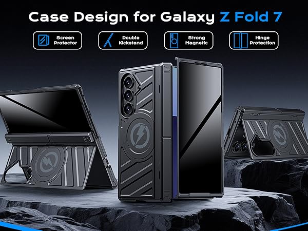 For Samsung z fold 7 case Privacy Black