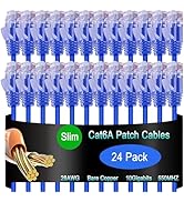 Lysymixs Cat6a Slim Ethernet Patch Cable 1 ft (24 Pack), Cat6a Patch Cable for Data Centers, Cat ...