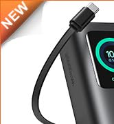 AsperX Laptop Power Bank, 20,000mAh 165W, Retractable Cables, Aluminum Alloy Unibody Portable Cha...