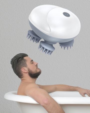 Electric Scalp Massager for Men Women Handheld Cat Dog Pet Head Massager with 4 Massage Heads