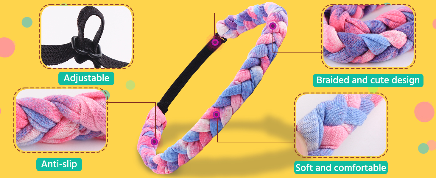 Adjustable Tie Dye Braid Girl Headband