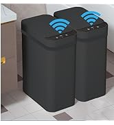 Yatmung 2 Pack - Skinny Trash Bin Sensor Motion 2.5 Gallon Touchless Bathroom Trash Can - Smart T...