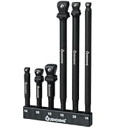 QUENCHING 6-Pcs 3 Inch &amp; 6 Inch Impact Wobble Extension Set, Socket Extensions with Holder, 1/4 I...