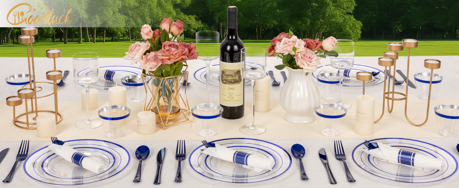 Clear Plastic Dinnerware Set