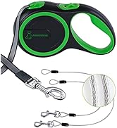 26FT Long Chew Proof Retractable Dog Leash with 2 Heavy Duty Anti-Chewing Wire Ropes, 360° Tangle...