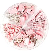 DANRONG 97 PCS Office Supplies for Women, Paper Clips, Binder Clips and Push Pins Set, Paperclips...