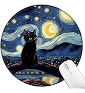 Hancynir Black Cat Mouse Pad for Desk, Starry Night Small Cute Mousepad with Non-Slip Rubber Base...